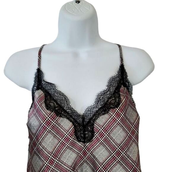 Victoria's Secret Pink and Black Houndstooth Tweed Satin Lace Cami Size Small - Picture 3 of 10